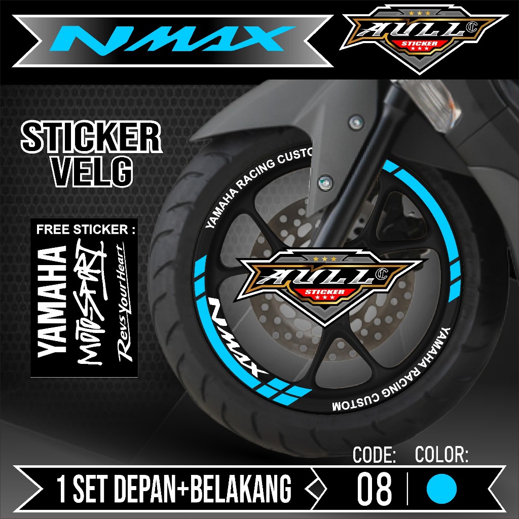 Sticker Velg Nmax Cutting Velg Motor Yamaha NMAX Old List Stiker Cutting Velk Ban Variasi Set Depan 