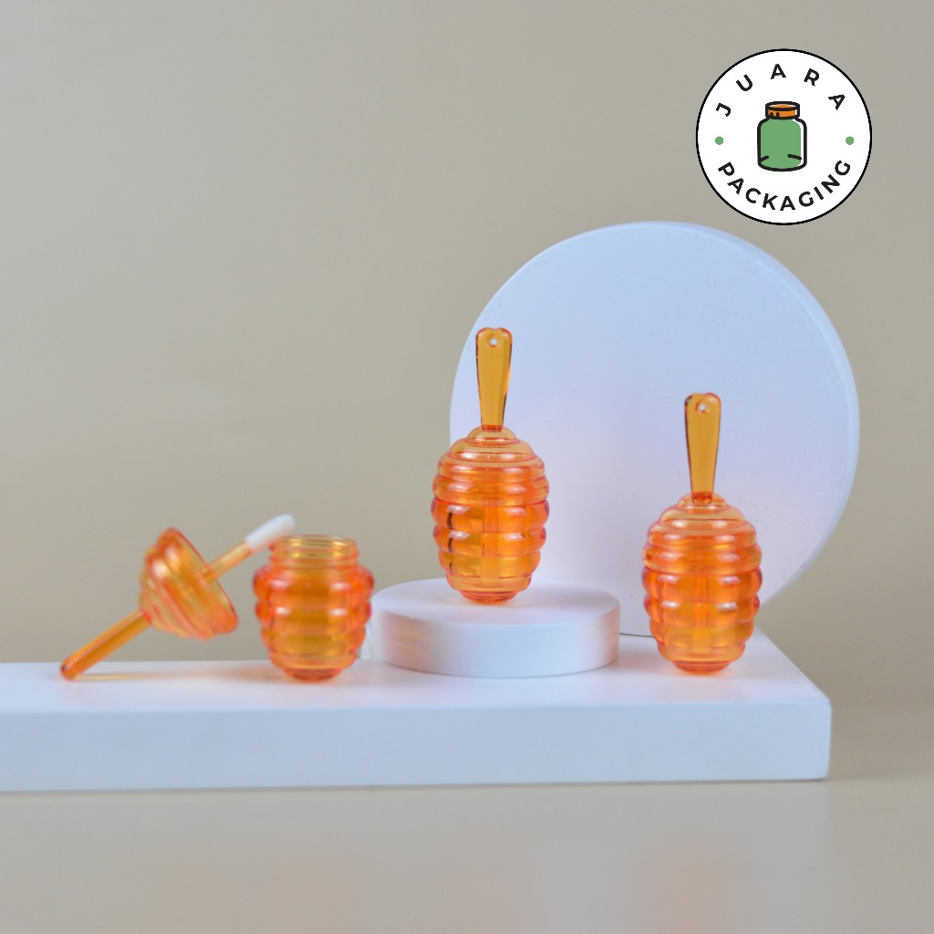Wadah Lipcare 5ml Liquid Lipstick Lip Serum Lipbalm Lipgloss Plastik Putih Orange Bentuk Madu Lucu U