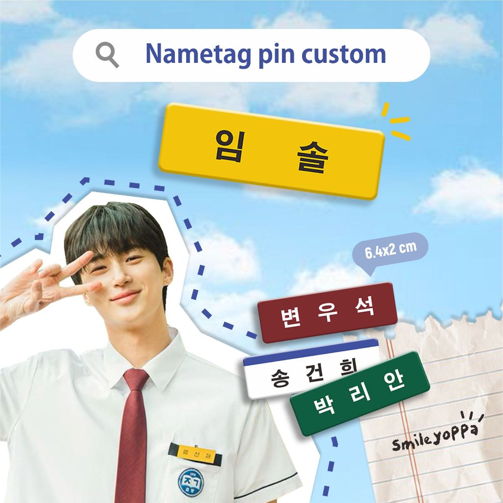 CUSTOM Nametag Pin | Pin Akrilik custom nama | Pin Hangeul