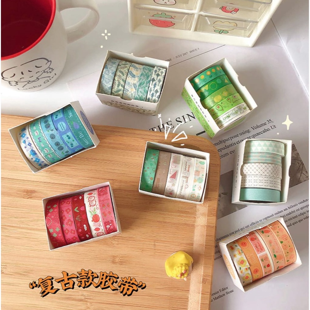 

KUALITAS OKE Washi tape set FRESH series DIY decorative stickers 5 rolls