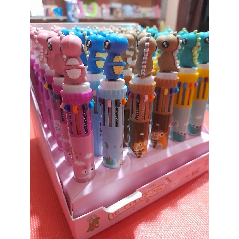 

pena mekanik karakter dino/pulpen 10 warna lucu