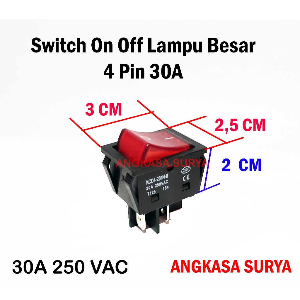 Switch On Off Lampu Besar KUALITAS BAGUS HINGGA 30 AMPERE / Saklar 4 Kaki On Off 30A Kualitas Bagus/