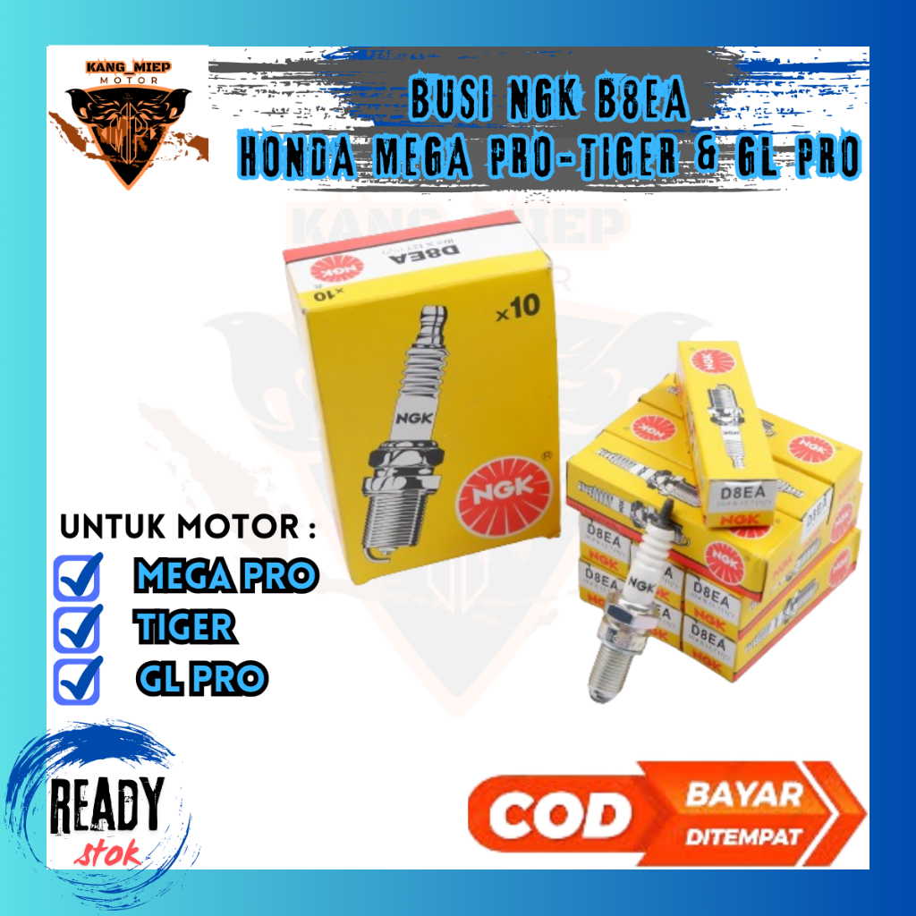 Busi NGK D8EA Sepeda Motor MEGA PRO , GL PRO , TIGER , THUNDER 250 & SCORPIO / Busi Mega Pro