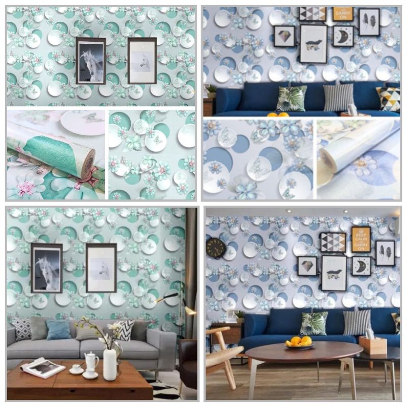 PAKET HEMAT 4 ROL MURAH COD BAYAR DI TEMPAT Wallpaper Sticker Dinding Motif Terbaru Polkadot Hijaiu 
