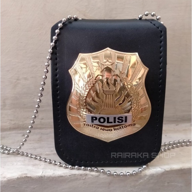 KF7 Dompet Kalung Lencana Polisi Dompet Kartu KTA Polisi Kulit Se