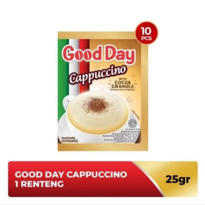 

Kopi Good Day Cappuccino 3in1 Instan Coffee Sachet 25g ( satu renceng isi 10 sachet )