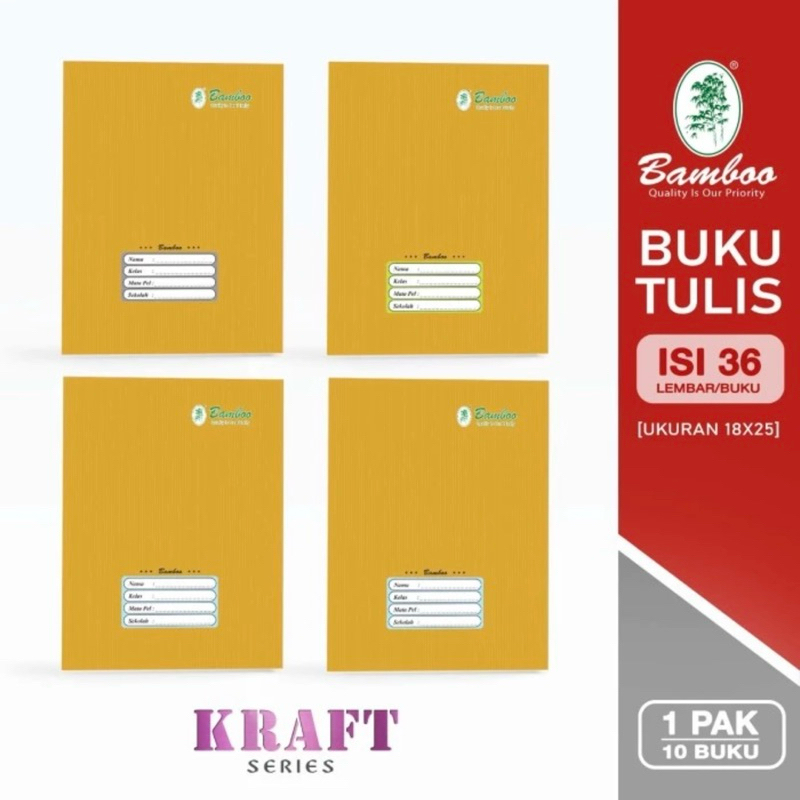 

BUKU TULIS BOXY KRAFT 36 BAMBO / BUKU TULIS SAMPUL KRAFT 36 LBR (1PAK ISI 10 BUKU)