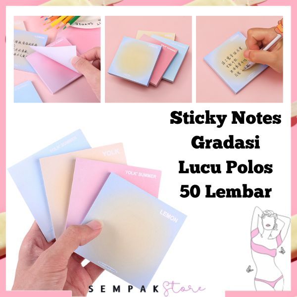 

SS Sticky Notes Gradasi Lucu Polos 50 Lembar Memo Tempel Gradasi Warna-Warni 50Lembar Tempelan Kertas Catatan Memo Bookmark Notepad Alat Tulis Kantor Sekolah