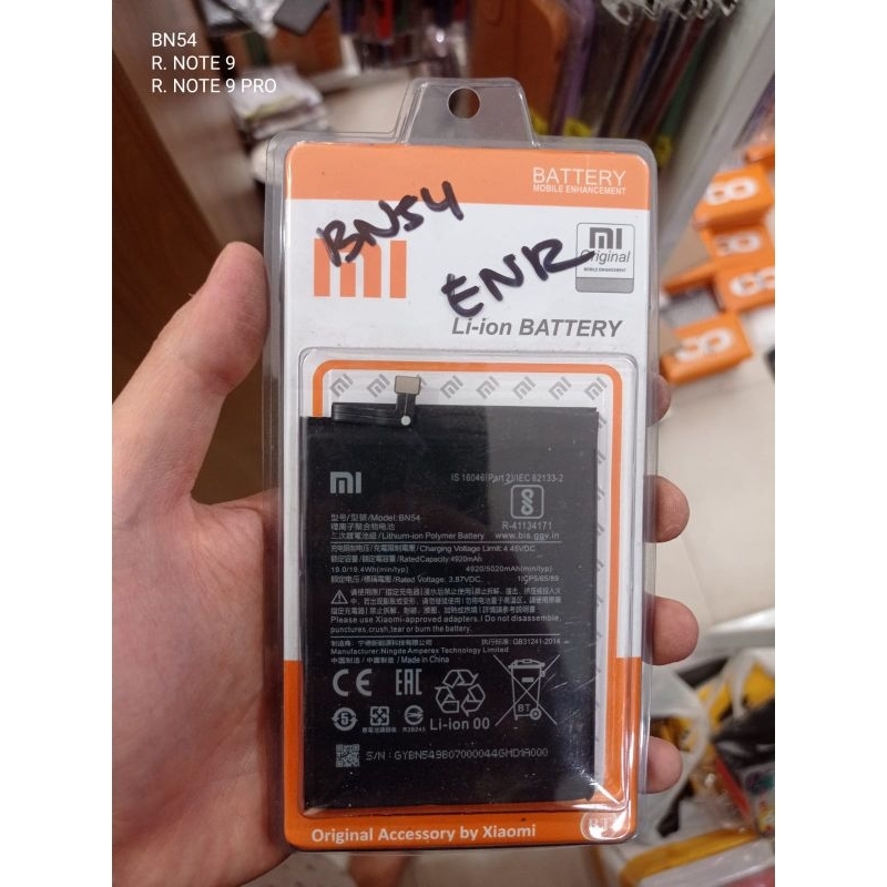 BATRE BATERAI HP MODEL BN54 XIAOMI REDMI NOTE 9 ORI