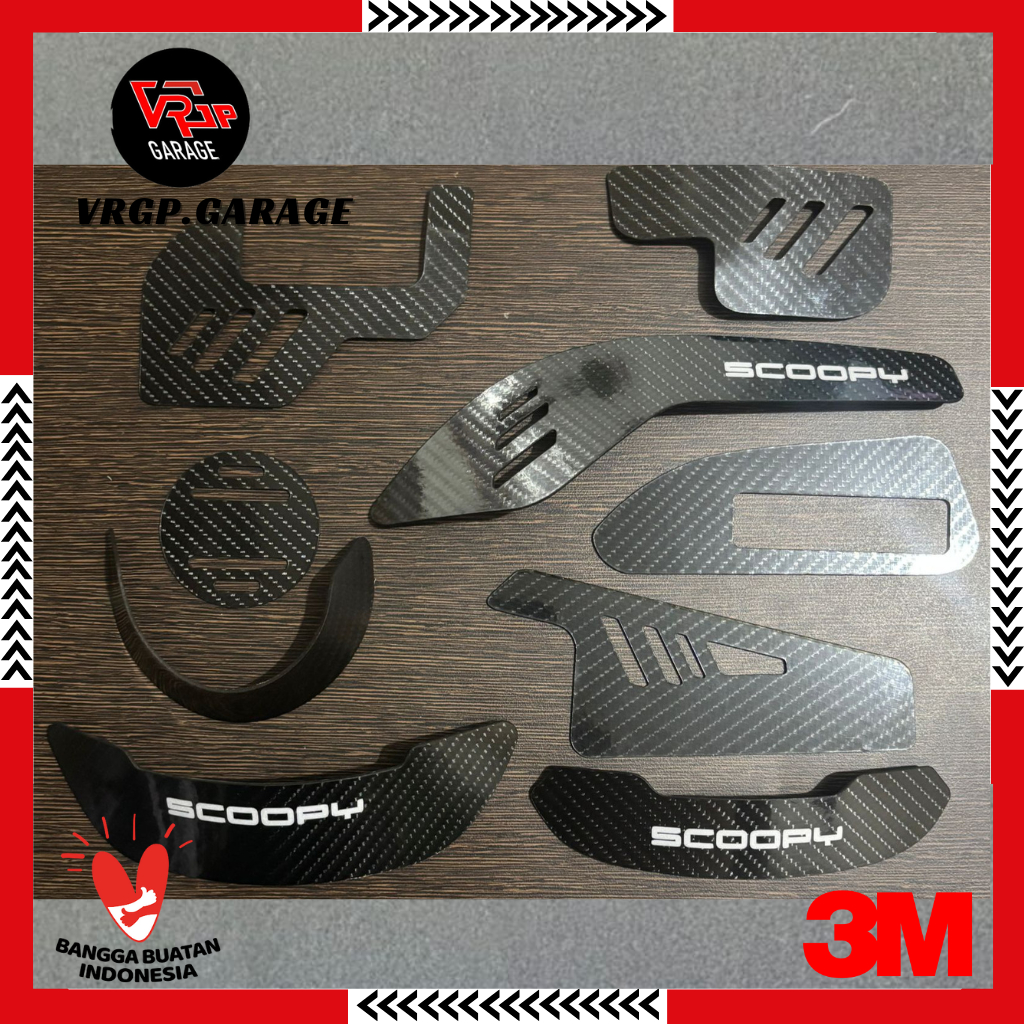 Garnis Scoopy Black CARBON 6D 2021-2024/ Garnis Honda Scoopy BLACK CARBON 6D 2021-2024 LENGKAP