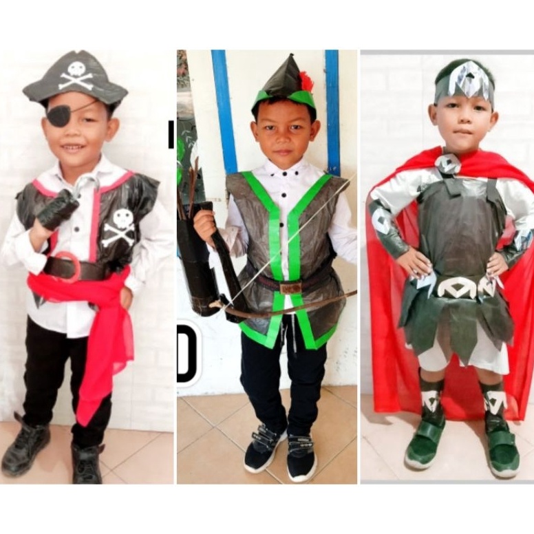 KODE J8B3 Kostum Cowok Daur Ulang  Kostum Karnaval Kresek  Kostum Anak Lakilaki  Kostum Cosplay Cowo