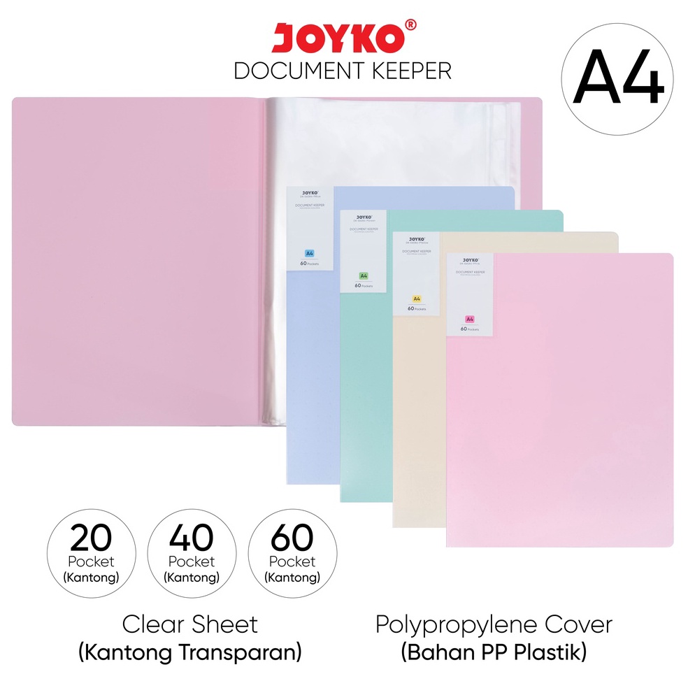 

New Deal Document Keeper Clear Holder Map File Dokumen Folder Joyko DK Pastel