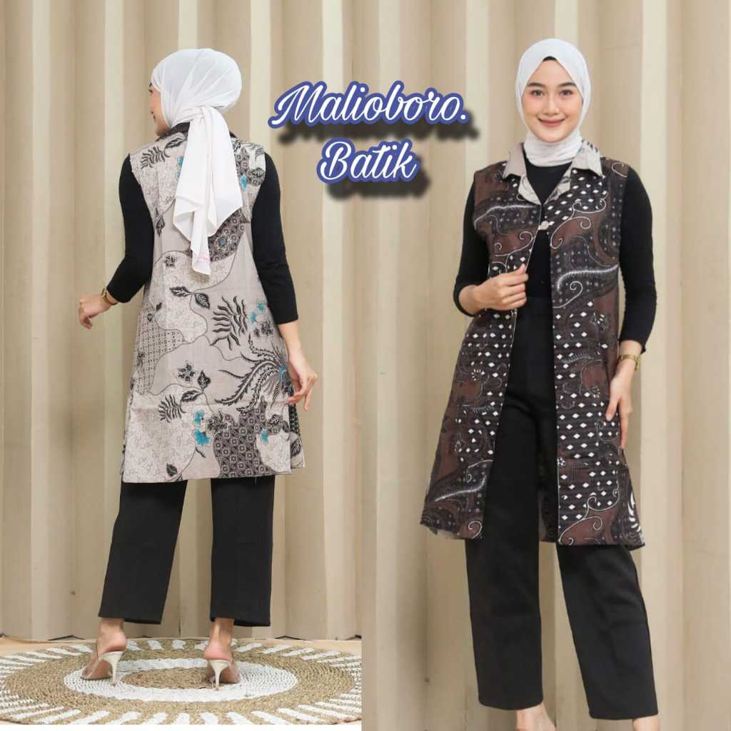 Blazer Outer Batik Wanita Cardingan Bahan Katun Bolak Balik
