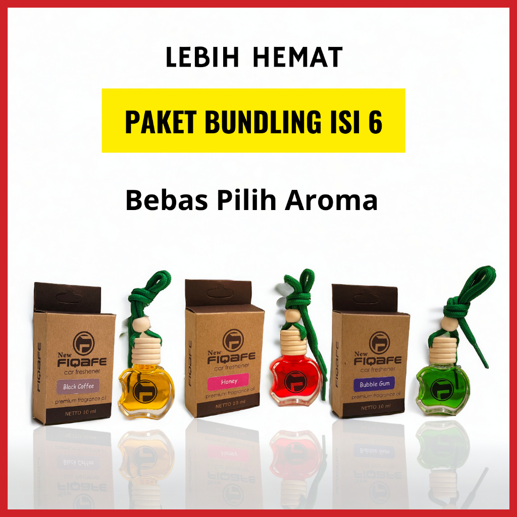 Parfum Mobil Fiqafe Paket Bundling Isi 6 Aroma Mewah Parfum Mobil Non Alkohol Botol Apel Gantung