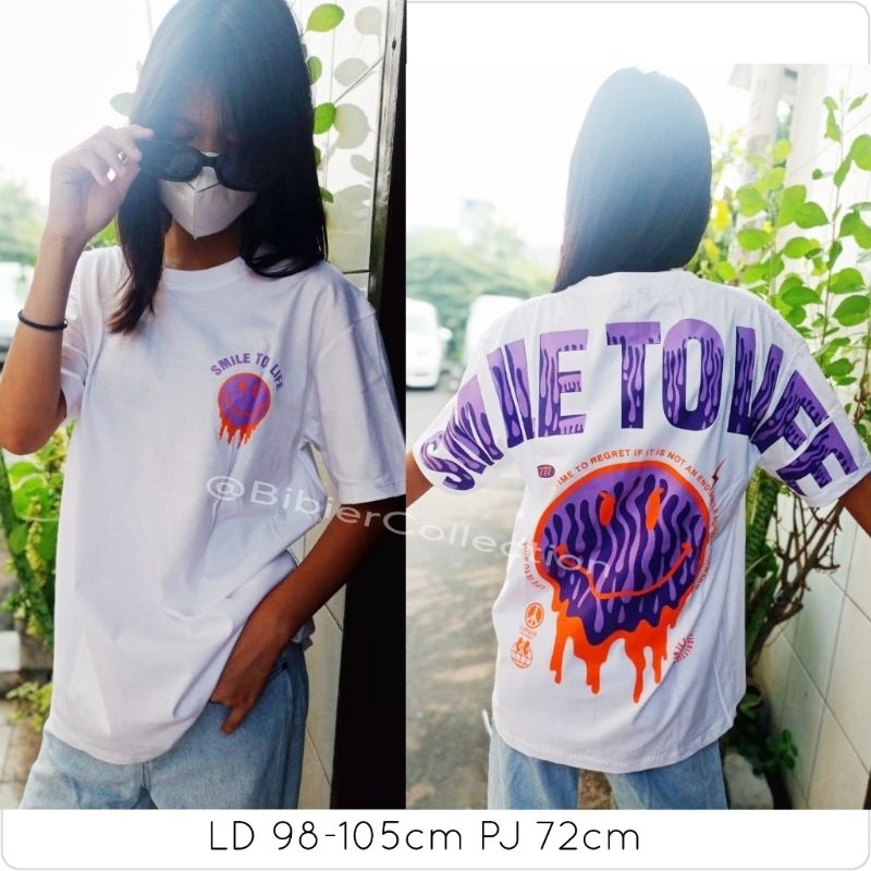 BC BAJU KAOS OBLONG KATUN COMBED UNISEX CEWEK COWOK PRIA WANITA ANAK-ANAK SMILE TO LIFE