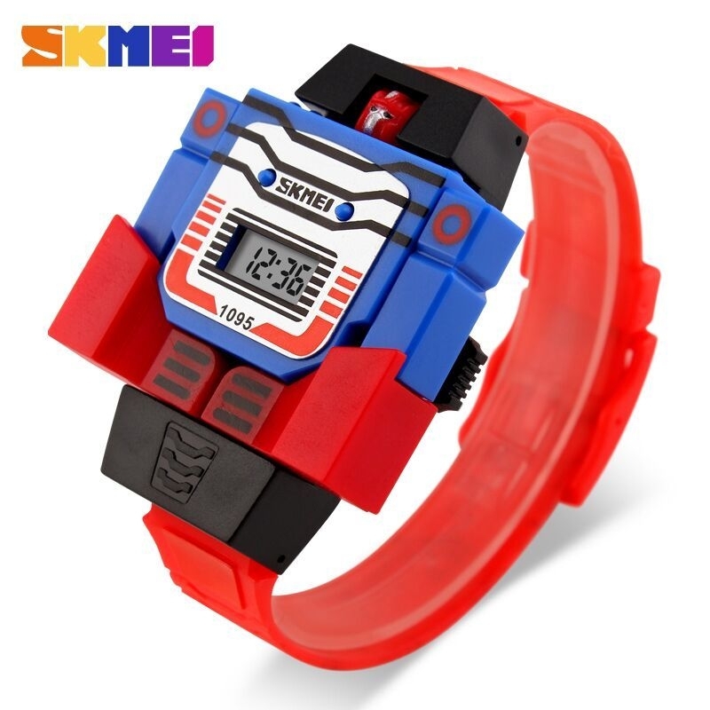 Jam Tangan Anak Transformer Robot SKMEI DG1095 Strap Merah Biru Jadul