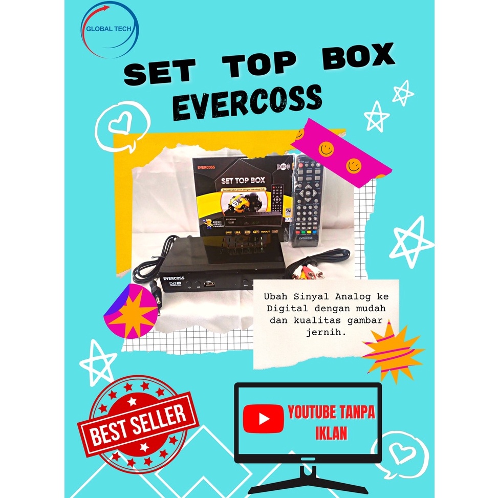 KODE A56I EVERCOSS SET TOP BOX DVBT2 TV Digital Full HD Wifi Youtube STB Evercoss pengubah siaran an