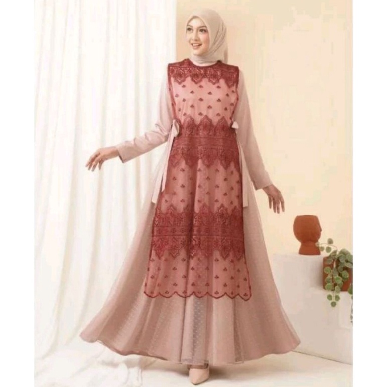 KODE C88H Outer Cardigan Long Vest BrukatRompi BrukatLuaran GamisOuter Terbaru Tile Brukat
