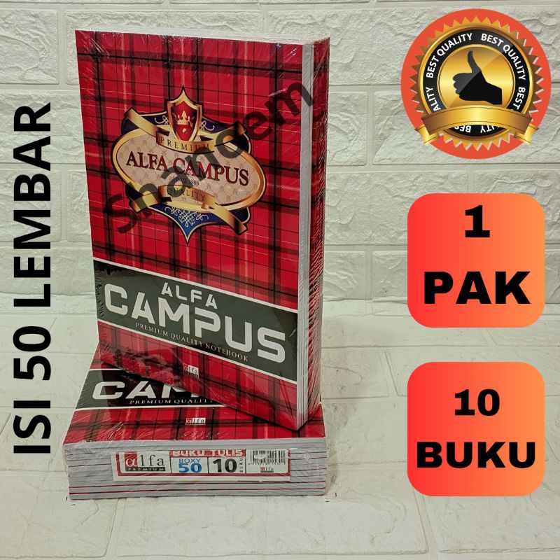 

BUKU TULIS CAMPUS ALFA PREMIUM / BUKU BESAR / BUKU SEKOLAH ( 1 PAK 10 BUKU )
