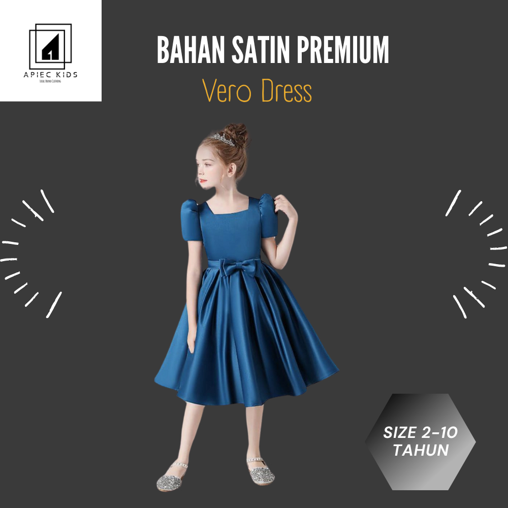 Vero Dress Anak Perempuan 1 s/d 10 Tahun Baju Pesta Anak Perempuan Bahan Satin Termurah Terlaris