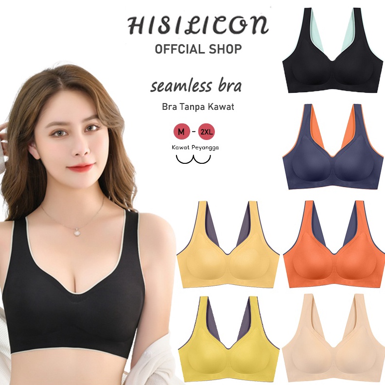 KODE V35Q HISILICON Bra Seamless Kait Belakang Tanpa Kawat  BH Zero Feel Bralette  Sport Bra