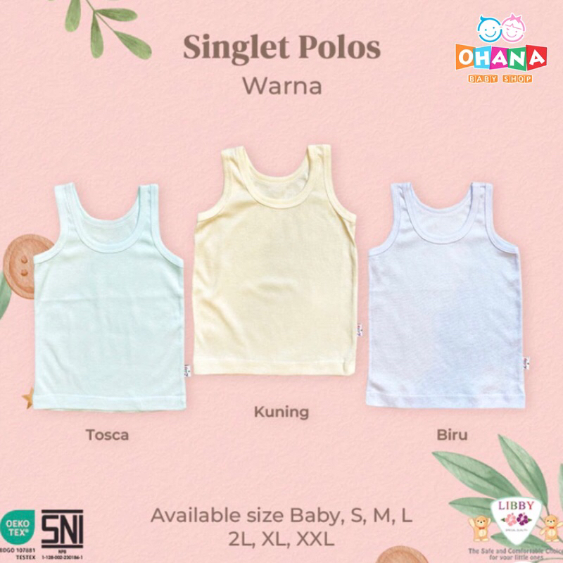LIBBY Baby Singlet Bayi Polos Warna / Baju Kaos Singlet Dalam