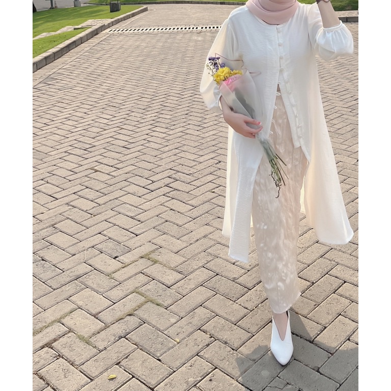 KODE R88O Ameena Tunik Midi Dress  Midi Dress Muslim Tunic Polos  Dress Muslim Simple  Tunik Wanita 