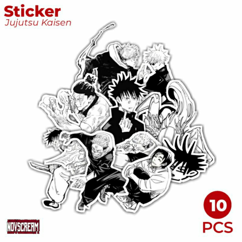 

[10 Pcs] Stiker Anime series Jujutsu Kaisen untuk Dekorasi Case hp Laptop dan helm