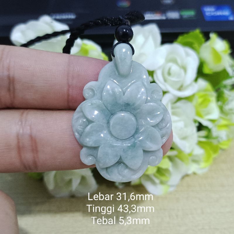 Giok Bunga Sertifikat Type A Jade Asli