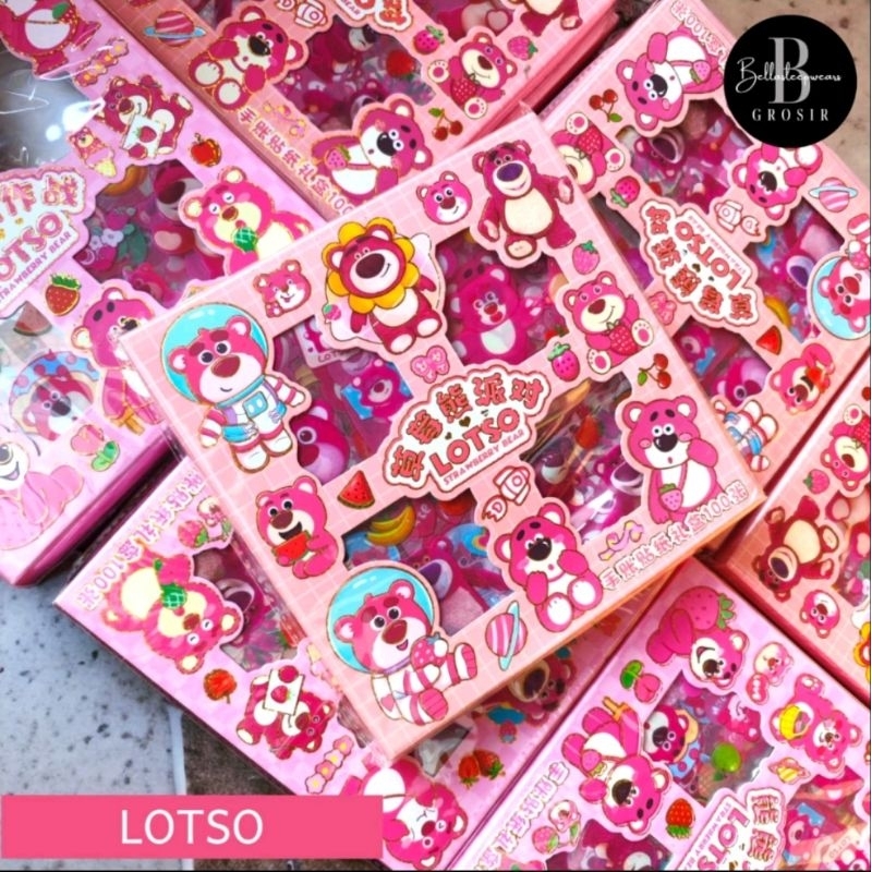 

MASU STRAWBERRY BEAR LOTSO Sticker Box NONO / MOMO 2D Dekorasi Anak LUCU