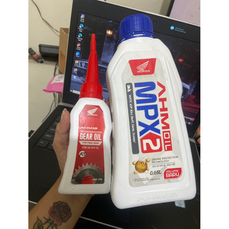 Oli Mpx2 650ml + Gardan Ahm 120ml Oli Mesin Motor Matic Mpx 2 0,65 Oli Motor Honda Scoopy Beat Mpx2