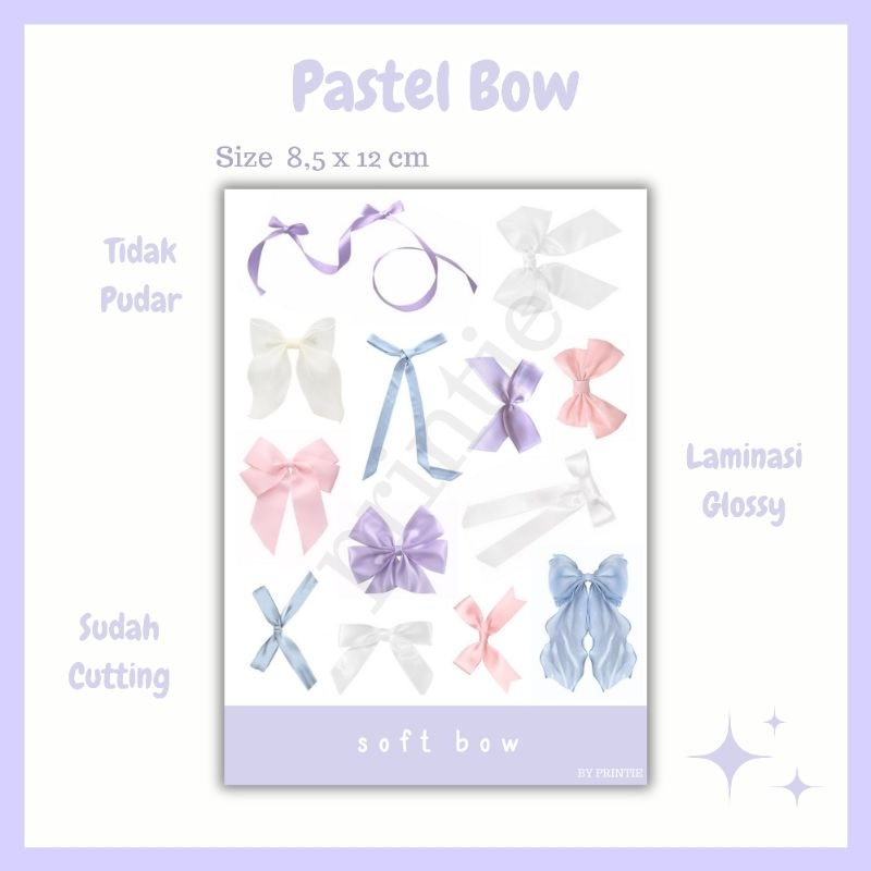 

[1 lbr] kisscut sticker sheet aesthetic tema bow warna pastel, soft ribbon