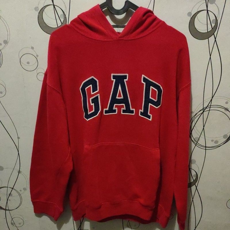Hoodie gap merah SIZE L fit XL logo bordir