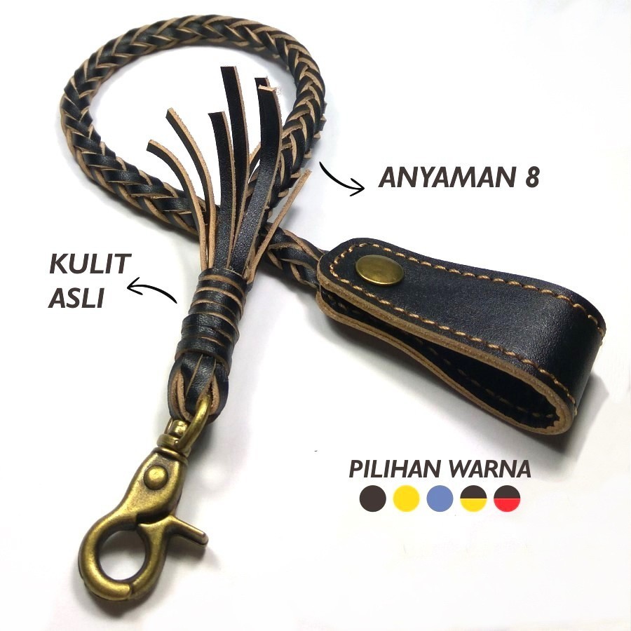 Tali dompet anyaman kulit | wallet chain kulit asli | rantai dompet