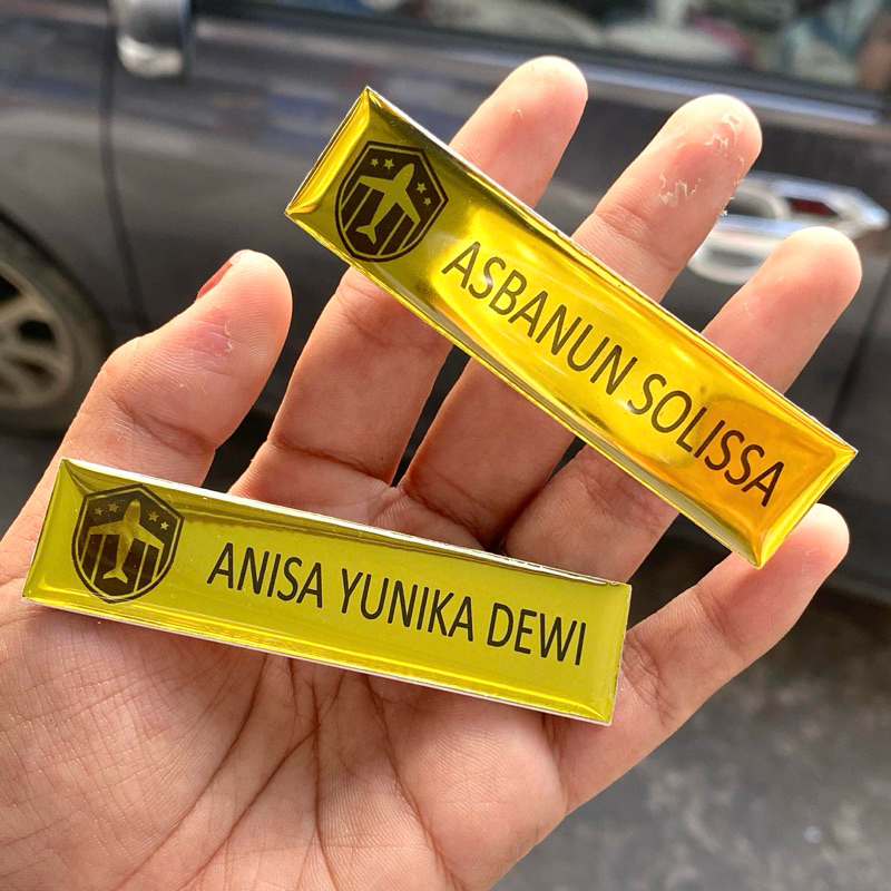

(GOLD) PAPAN nama dada akrilik resin/ PAPAN NAMA MAKASSAR / Name tag/nama dada/nametag/papan nama dada Toko oxi