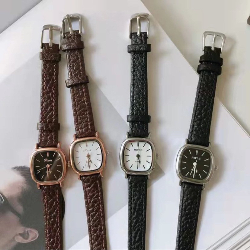 Jam Tangan Wanita Kotak Retro Terbaru Bahan Kulit Sintetis / Jam Tangan Cewek Kekinian