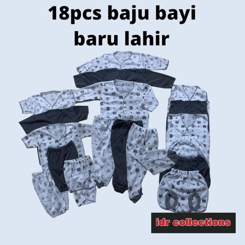 18 pcs baju bayi baru lahir paket lahiran komplit / setelan baju bayi baru lahir