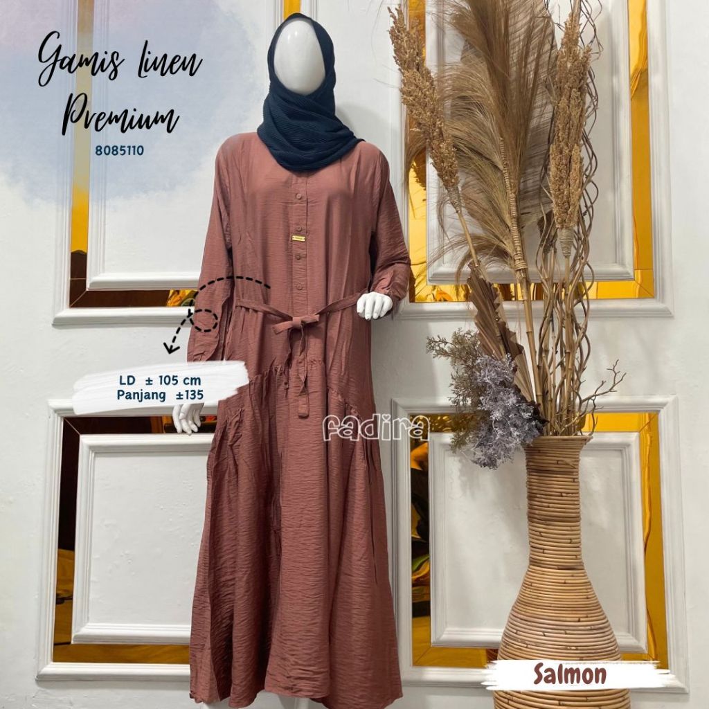 Gamis linen premium/gamis polos/gamis/