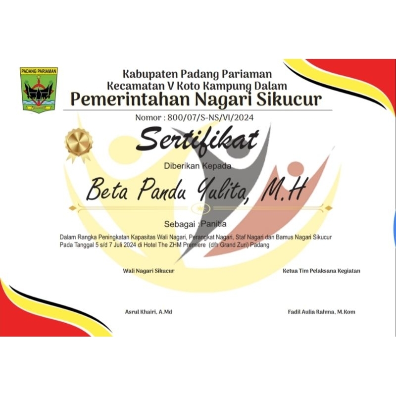 

Cetak Sertifik*t Kegiatan "Custom