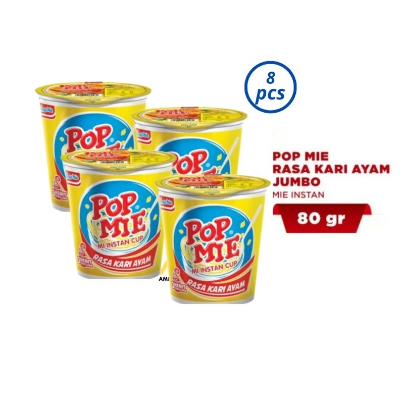 

Pop Mie Cup Rasa Kari Ayam Jumbo [80 g x 8 pcs]