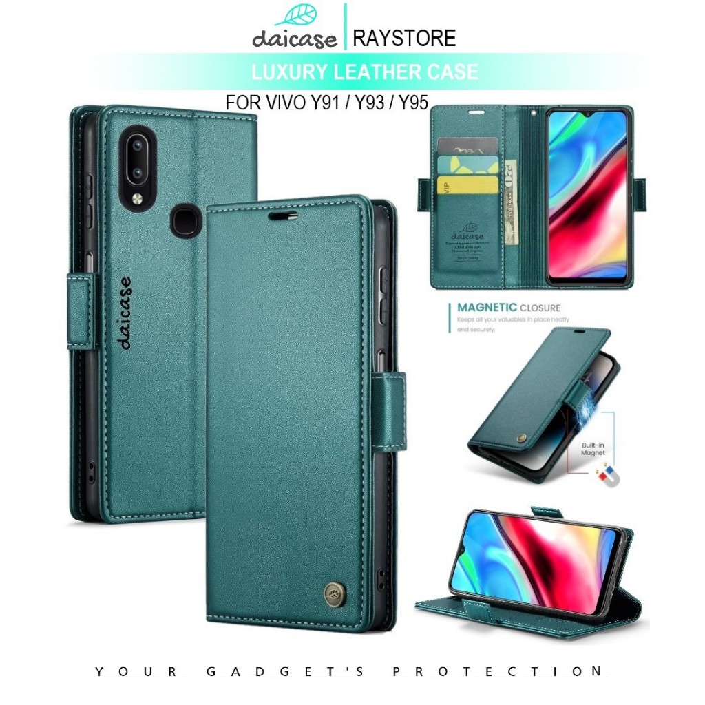 VIVO Y91 Y93 Y95  FLIP LEATHER CASE PREMIUM-FLIP WALLET CASE UNTUK VIVO Y91 Y93 Y95