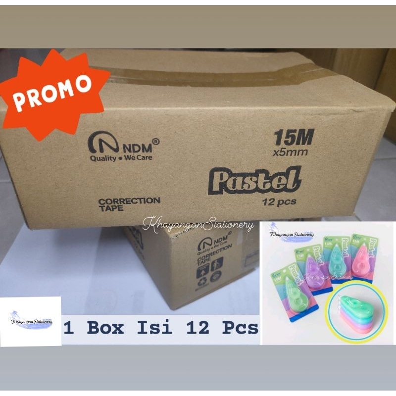 

Correction Tape/Tipe-X Kertas Panjang 15m/1 Box 12 Pcs CT800 PASTEL NDM Premium- KhayanganStationery