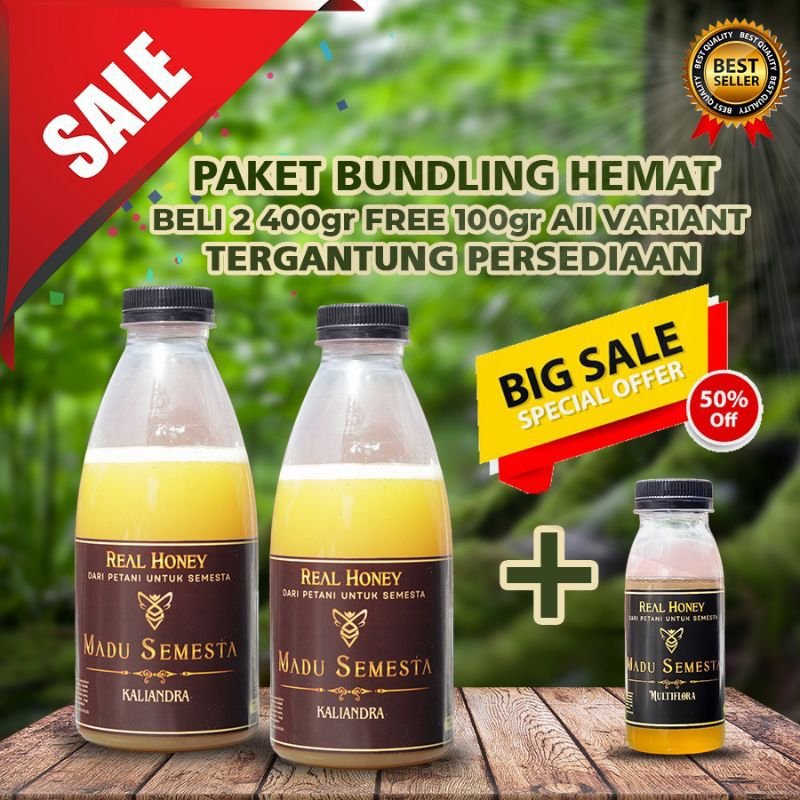 

Madu Semesta - Paket Bundling Madu Kaliandra 400 gr (2 pcs) + Free 100gr