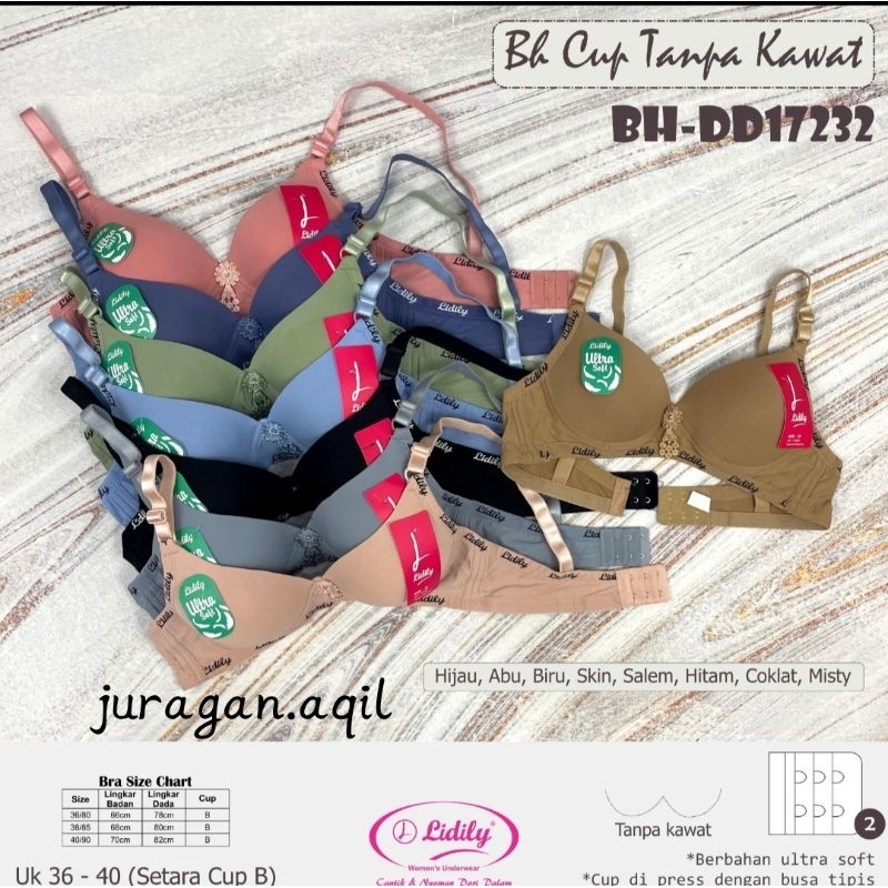 Bh Lydyly / Lidily 17232 Busa Tipis Tanpa Kawat Kait 2 Ultra soft Pilih Warna