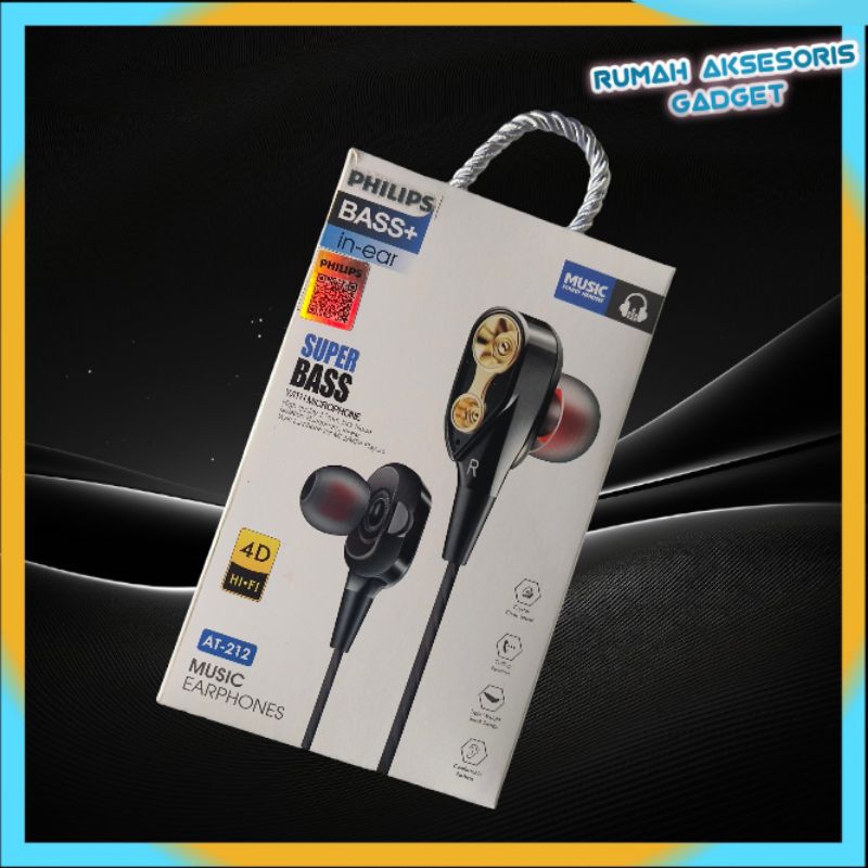 HF Philips AT 212 handsfree headset earphone Mega bass original Hi Fi HD