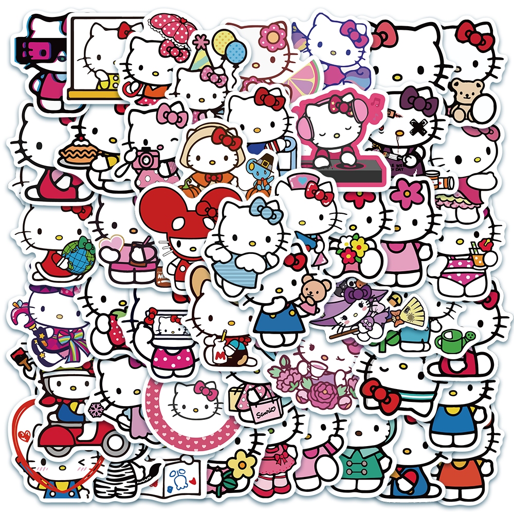 

[50PCS]Hot Stiker Aesthetic Kartun Stiker Sanrio Hello Kitty Decal Vinyl Stiker Anti Air- Sticker Lucu Buku Journal Koper Stiker Casing HP Stiker Laptop Helm Motor Stiker Botol Minum