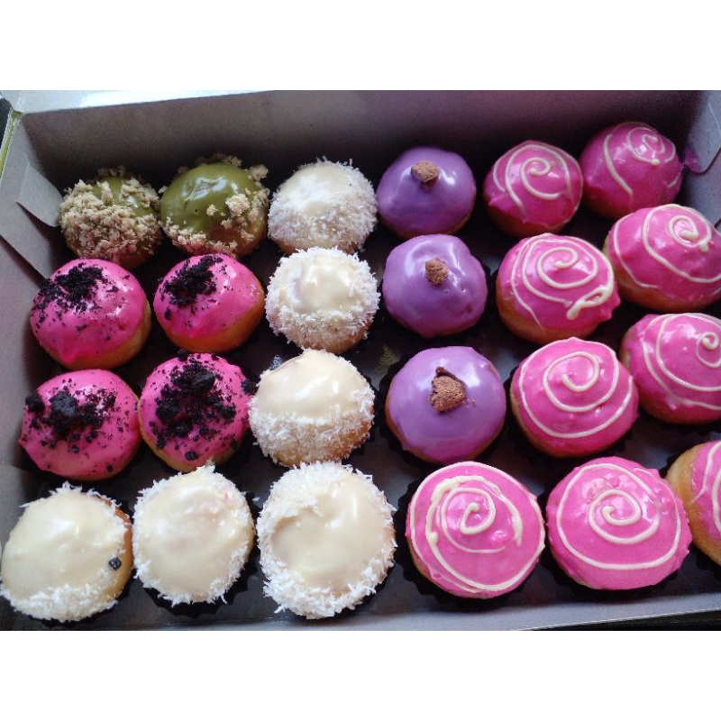 

donat mini toping glaz/donat mini toping dcc/donat home made/donat mungil