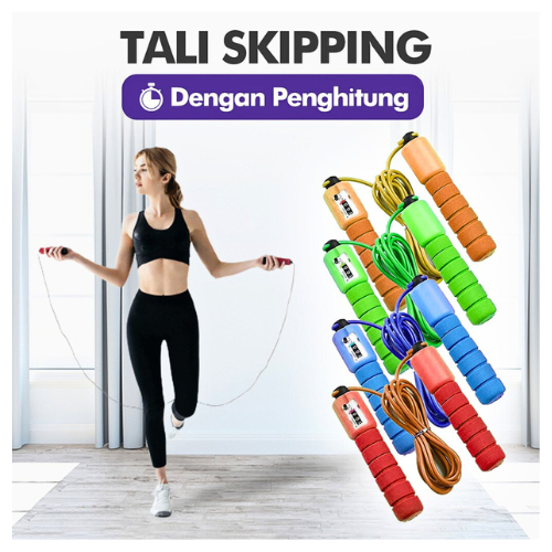 ❤[PROMO MURAH]❤ Tali Skipping Lompat Tali Jump Rope Dengan Counter Penghitung Lompatan | Tali Putar 