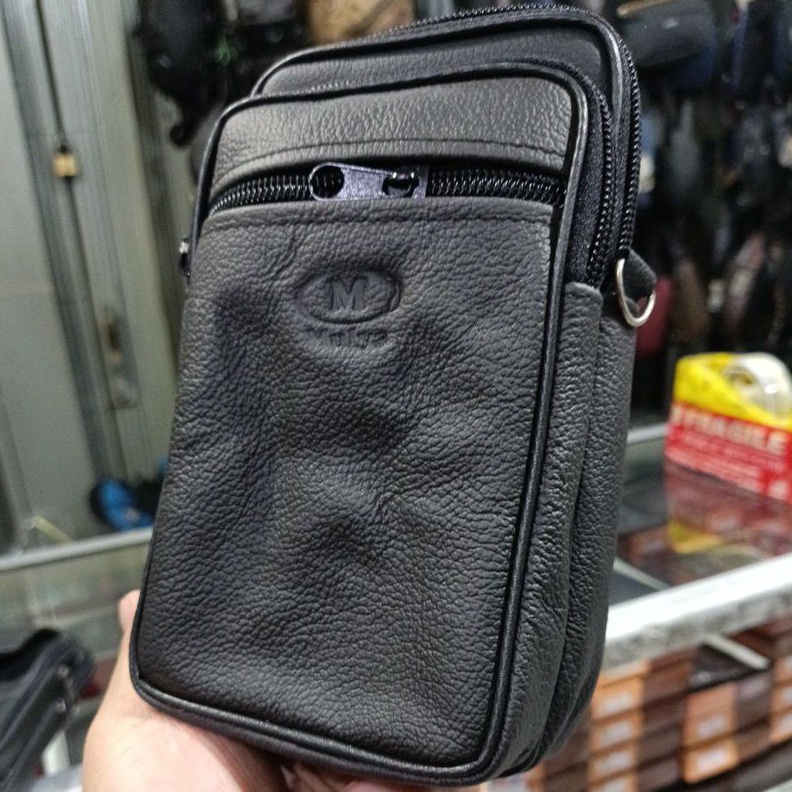 KODE I6E Dompet HP Pinggang  Selendang Kulit Asli Garut  Tas Handphone MGRT Pria Kulit