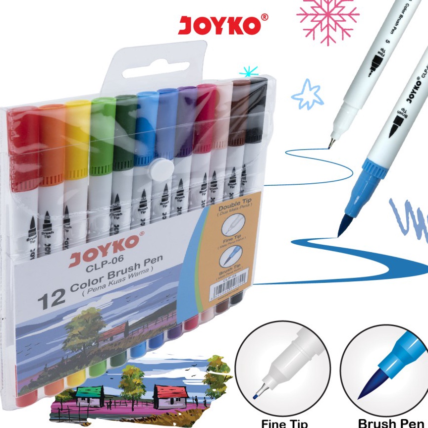 

Colour Brush Pen Pena Kuas Warna Joyko CLP6 12 Warna b C7N8